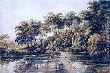 Thomas Girtin Canvas Paintings - Trees and Pond near Bromley, Kent